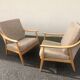 Scandinavian style armchairs blond wood 60s
