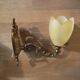 Wall lamp lampshade glass paste flower support brass Dp 0222f056 old art