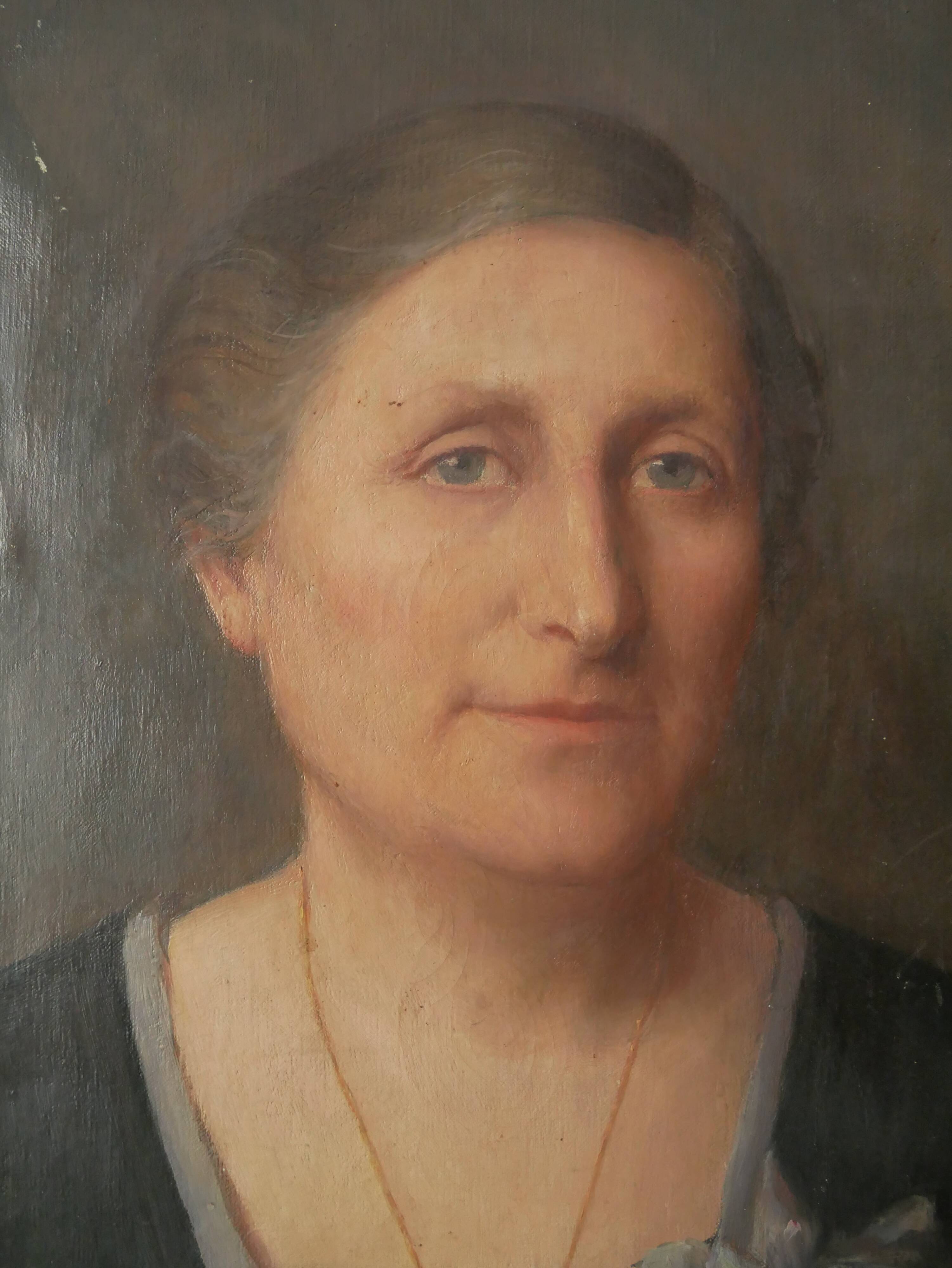 Painting portrait oil on canvas decoration country chic woman painted face bohemian flea market spirit