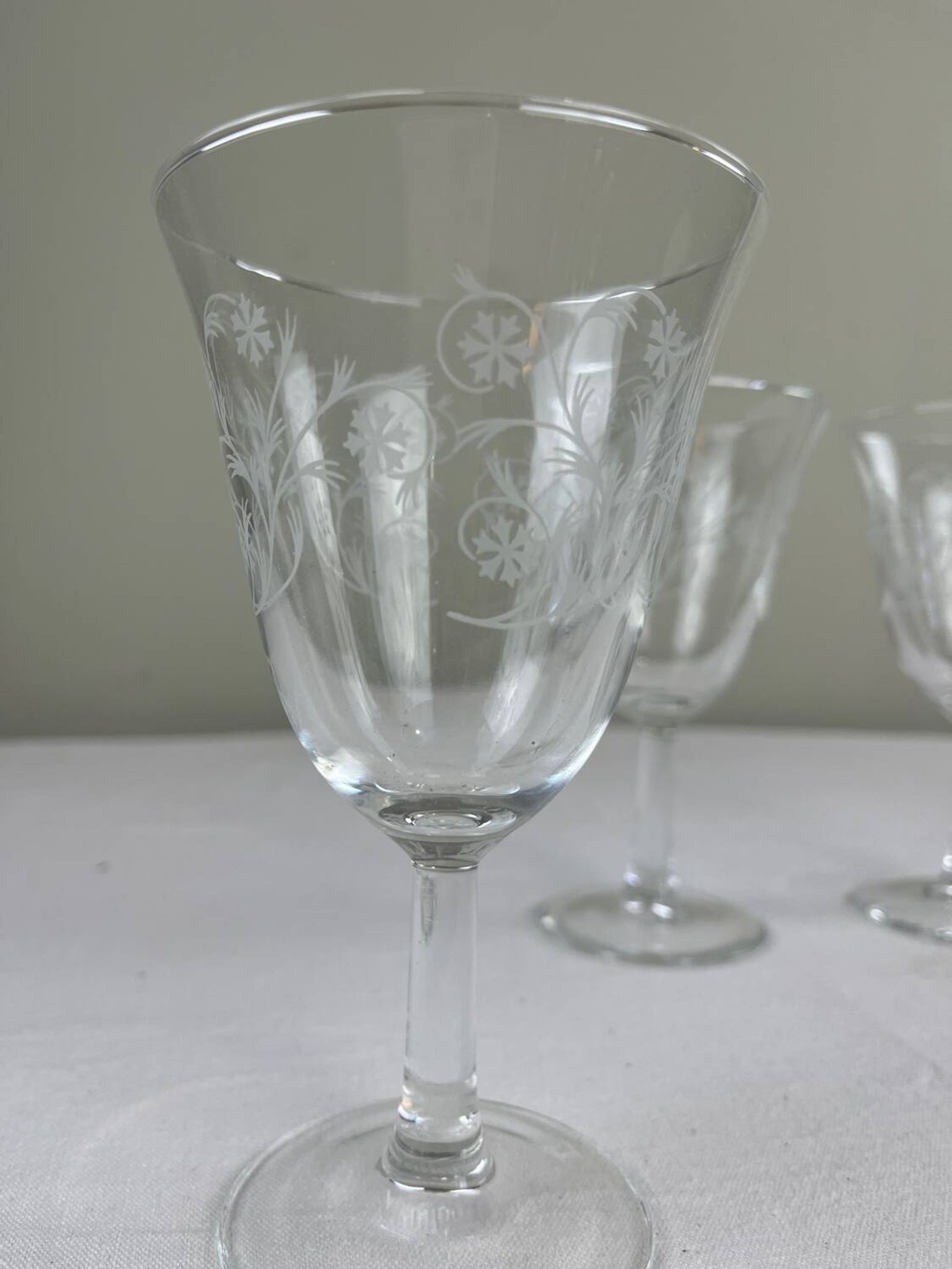 Engraved footed glasses