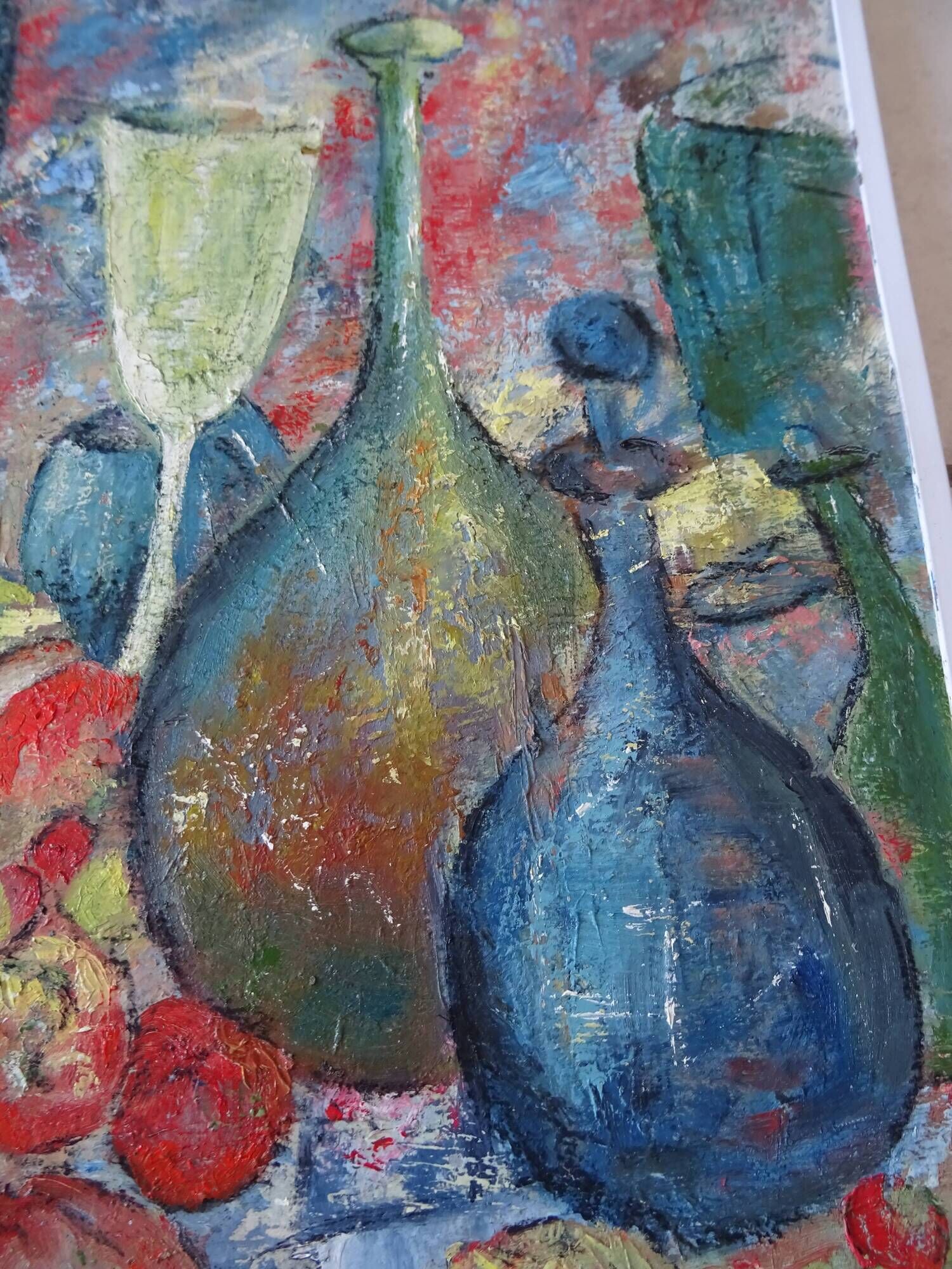 Tableau nature morte style cubiste signé