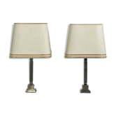 Pair of chrome and brushed metal lamps