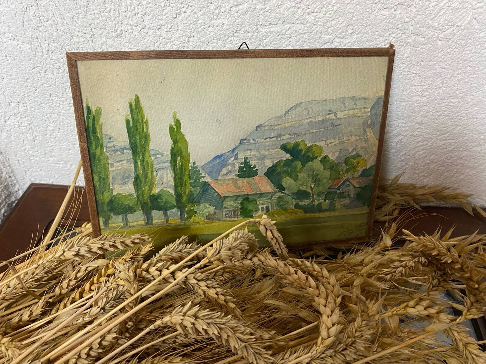 Aquarelle ancienne paysage savoyard