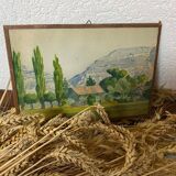 Aquarelle ancienne paysage savoyard