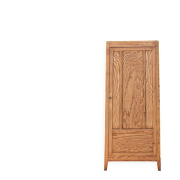 Narrow antique Parisian wardrobe in raw wood