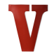 Industrial letter "V" in red metal