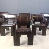 Set of 6 Vintage Strip Dining Chairs by Gijs Bakker for Castelijn, 1970s