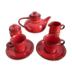 Red ceramic tea service