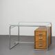 Cova Milano rationalist desk in walnut, tubular steel and glass, 1940s