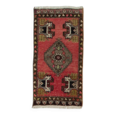Hand-knotted Small Rug. Vintage Door Mat. Turkish Wool Seat Cover. Entryway Mat. Kitchen Rug