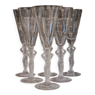 Six Venus crystal champagne flutes