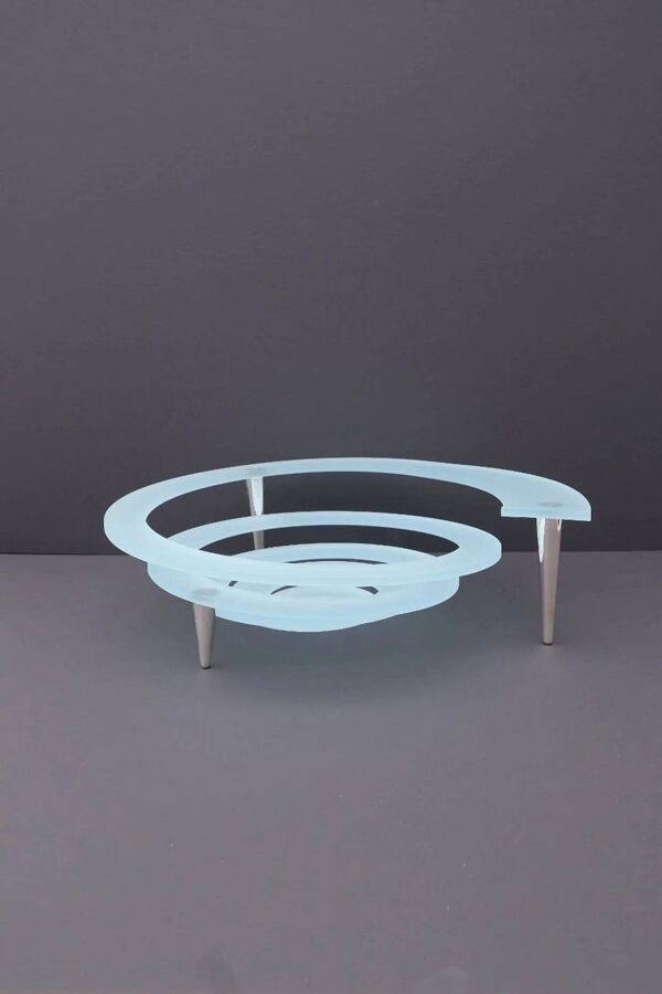 Coupe à fruit ''Spirale'' de Giuseppe Rocco pour RSVP en verre et métal argenté, Italie 1980