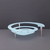 "Spirale" fruit bowl by Giuseppe Rocco for RSVP in glass and silver-plated metal, Italy 1980