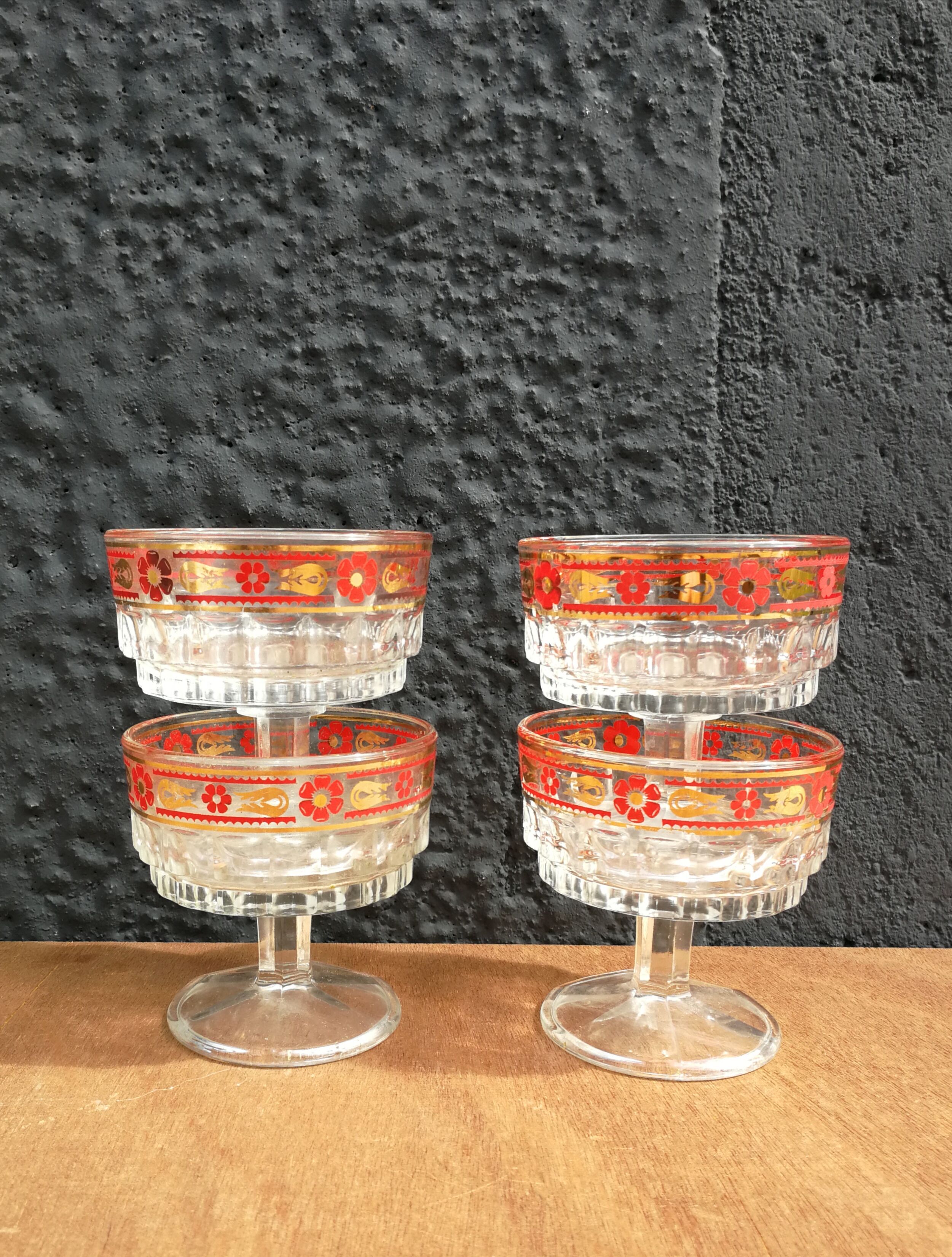 4 70's dessert/champagne glasses