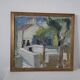 Mid-Century Oil on Canvas 'House with Two Trees' by Zage, Vintage & Framed