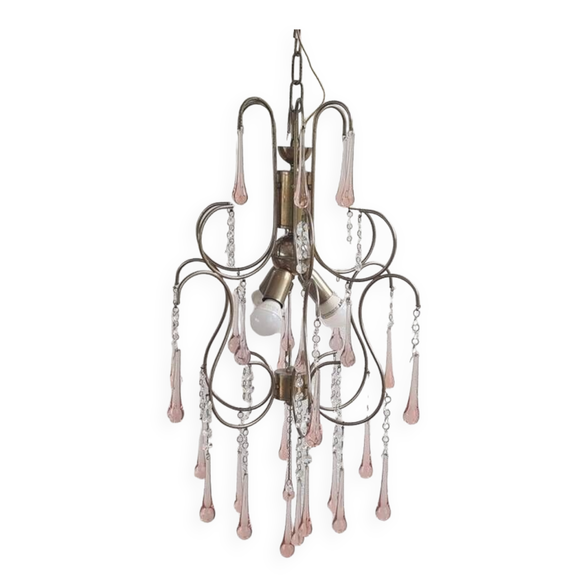 Antique Italian Chandelier Murano Glass Italy 1940s
