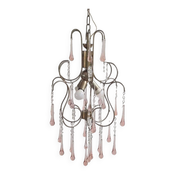 Lustre antique italien en verre de Murano Italie Années 40