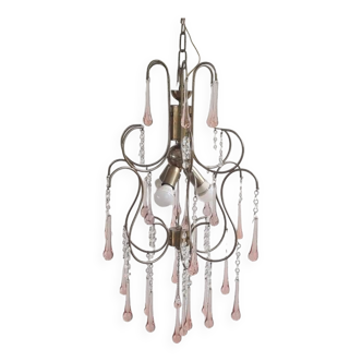 Antique Italian Chandelier Murano Glass Italy 1940s