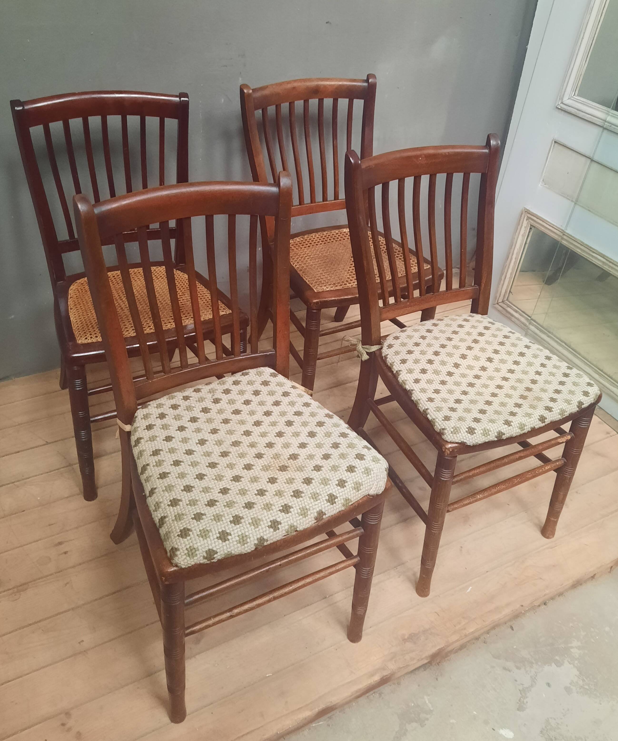Pair of "1900" caned chairs