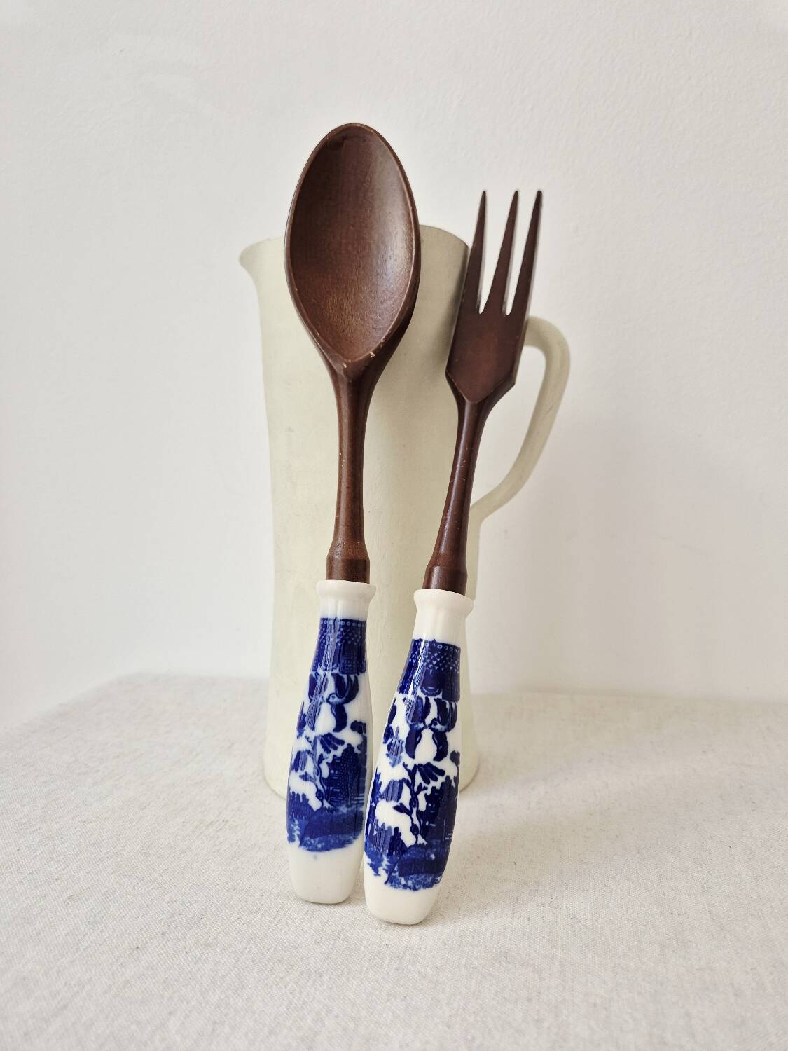Japanese wooden and ceramic salad service, 1960
