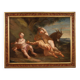 Antique Italian painting from the 17th century, bacchanal of cherubs