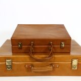 Set three vintage leather suitcases