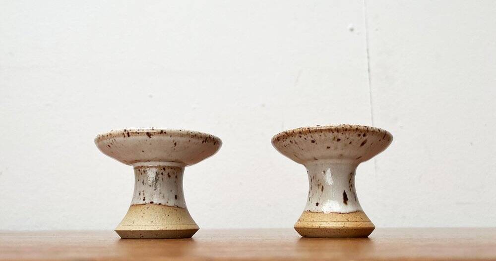 Mid-century Danish studio ceramic candle holders, 1960s, set of 2.