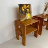 Table de chevet vintage en pin clair