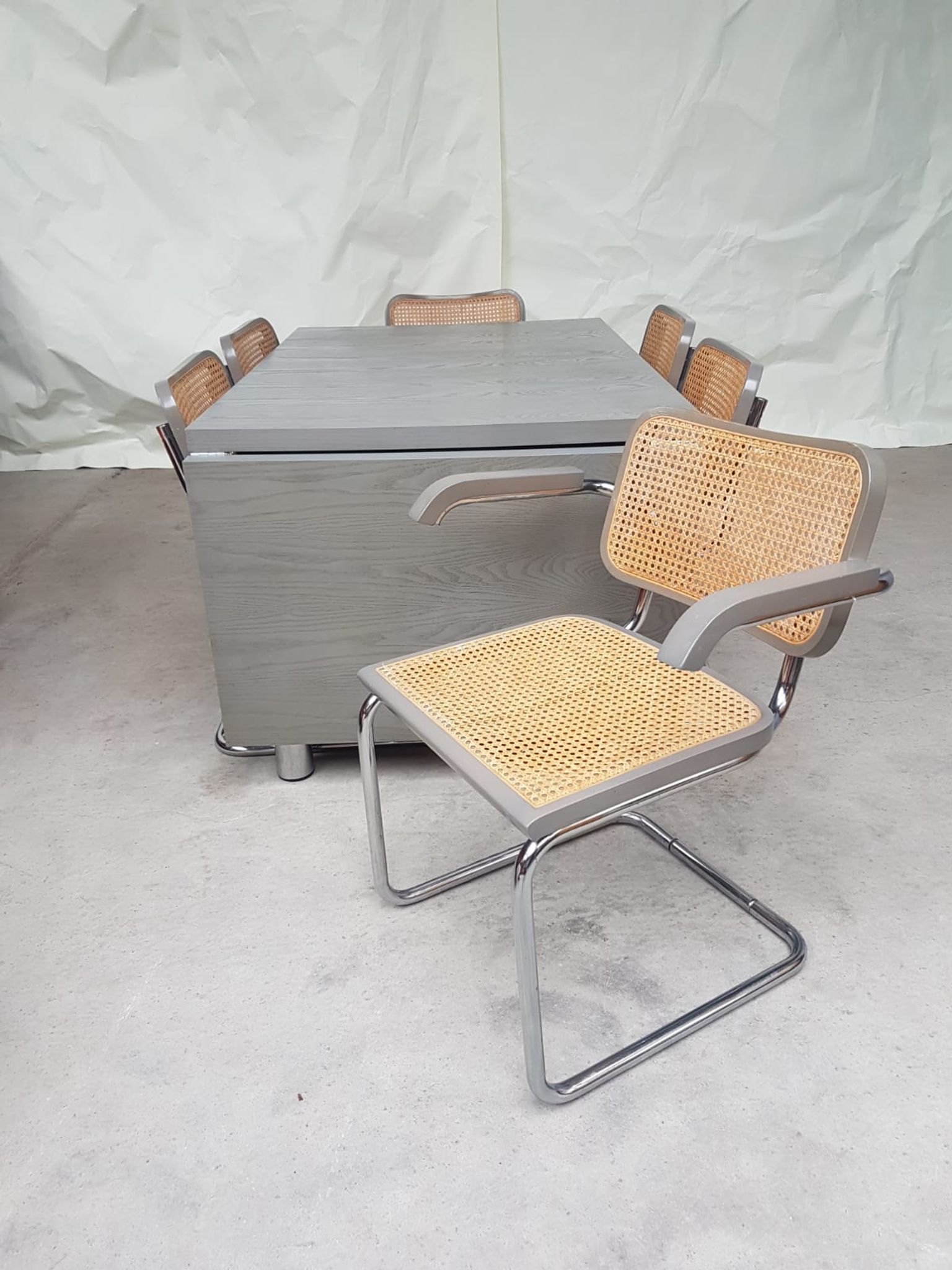 6 Vintage late mid century Marcel Breuer cesca  chairs & a dining table by habitat