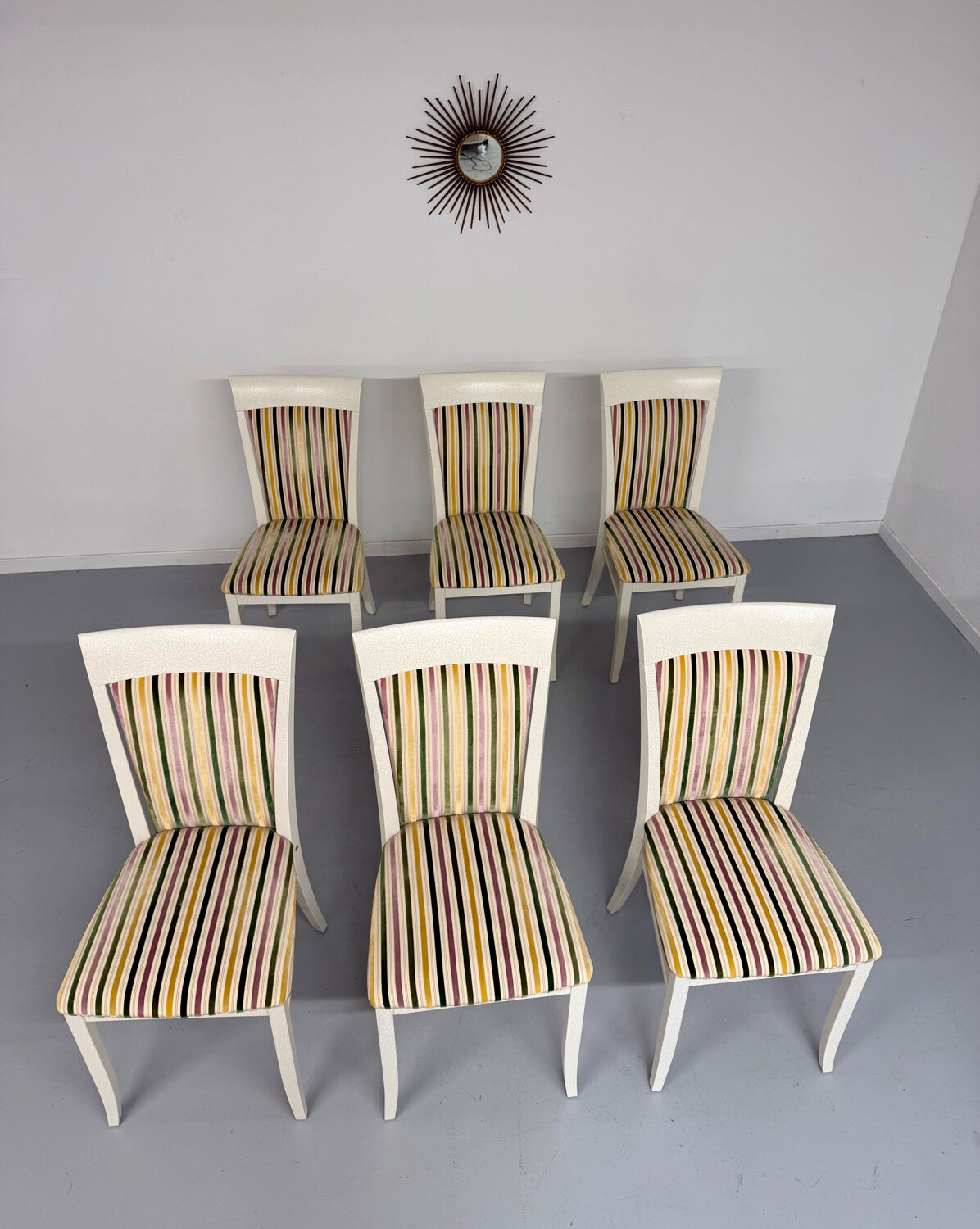 6 thonet gebruder designer chairs with crackle lacquer finish, 1980s vintage