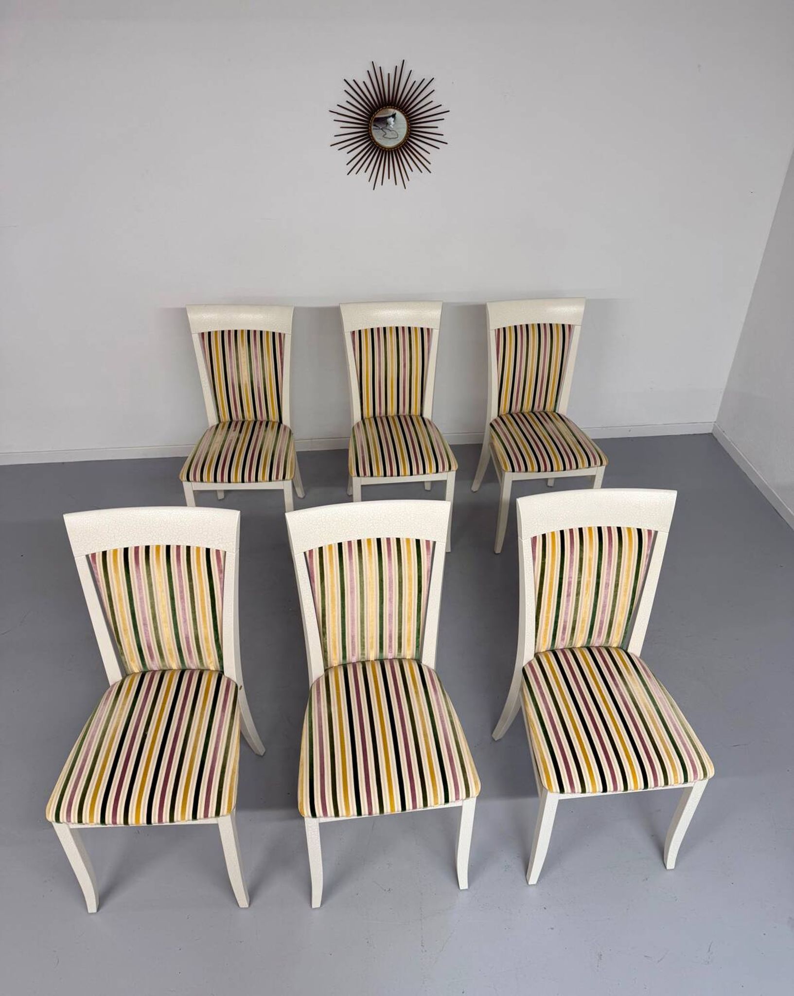 6 thonet gebruder designer chairs with crackle lacquer finish, 1980s vintage