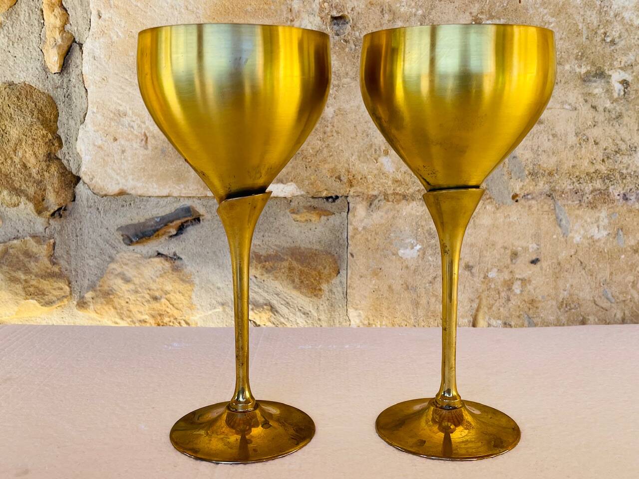 Pair of vintage brass tumblers