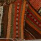 Brick Red Geometric Style Turkish Oushak Runner Rug, 90x340 Cm