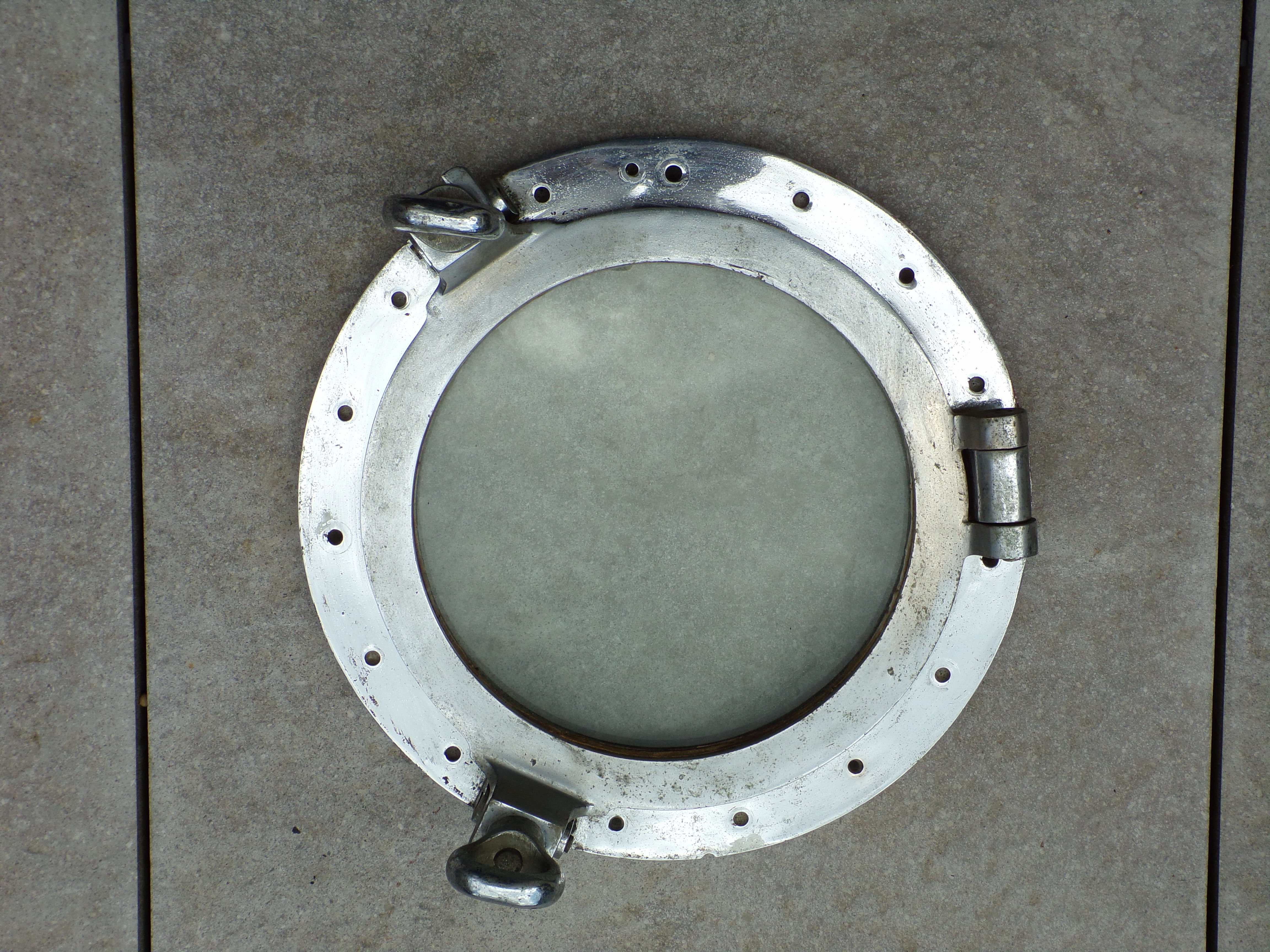 Old boat window in chrome bronze Ø40cm