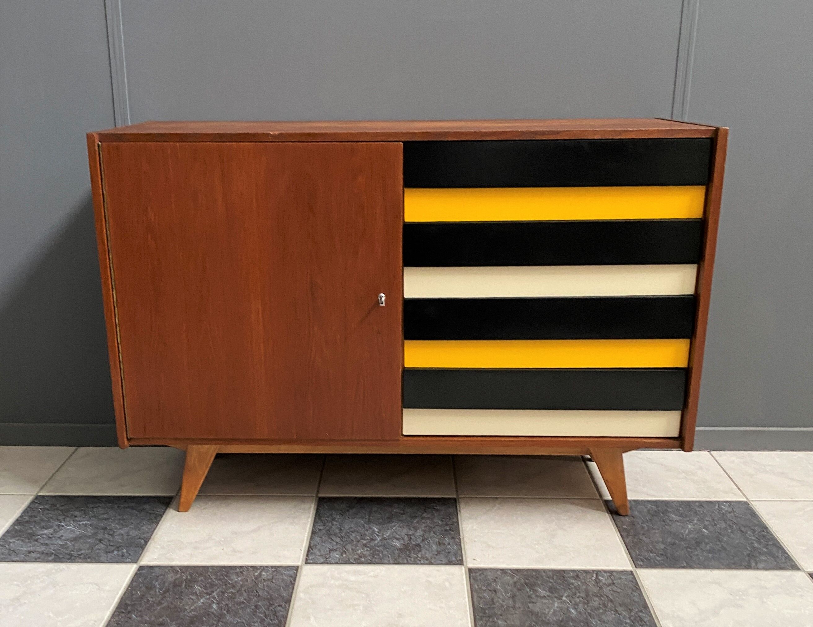Jiri Jiroutek Yellow sideboard model U458 by Interier Praha 1960s