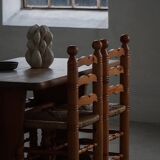 Set of 6 modern French brutalist chairs, in the style of Charles Dudouyt, made in the 1960s.