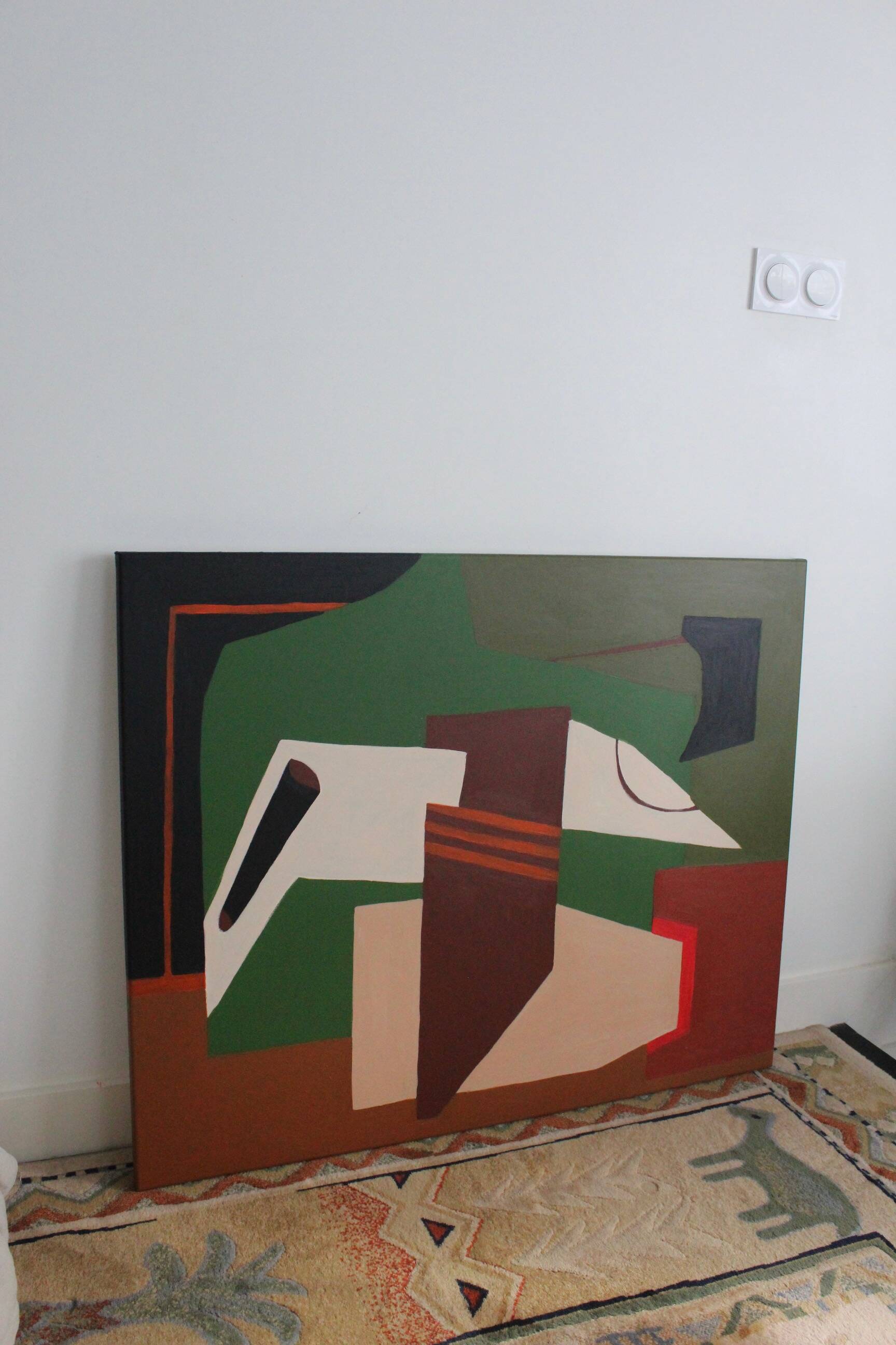 Abstract on geometric canvas 100x81cm by Bodasca