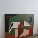 Abstract on geometric canvas 100x81cm by Bodasca