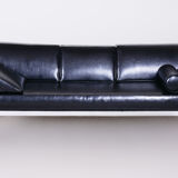Black leather sofa made in 1930s Czechia by Vichr & Co. - Fully restored