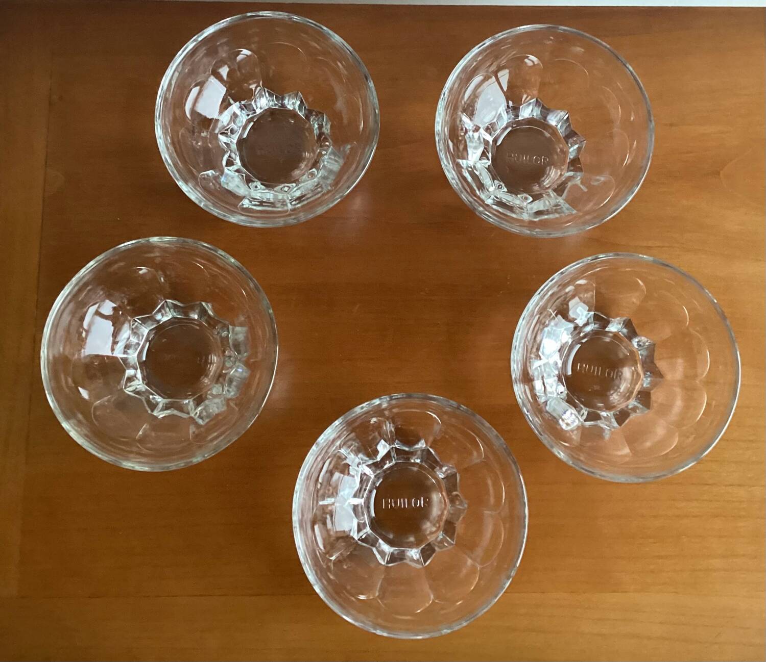 Set of 5 transparent glass cups - vintage