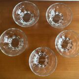 Set of 5 transparent glass cups - vintage