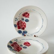 Set of 6 mismatched soup plates Badonviller model "Mireille" and Digoin Sarregumeines model