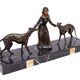Art Deco Sculpture of Woman with Greyhounds 1920/30s France