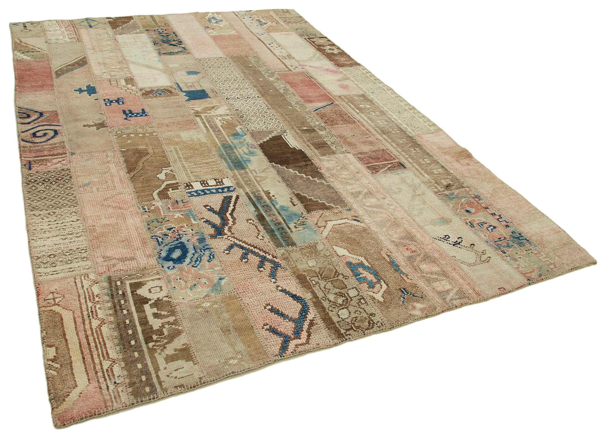 Handmade Oriental Contemporary 201 cm x 300 cm Beige Patchwork Rug