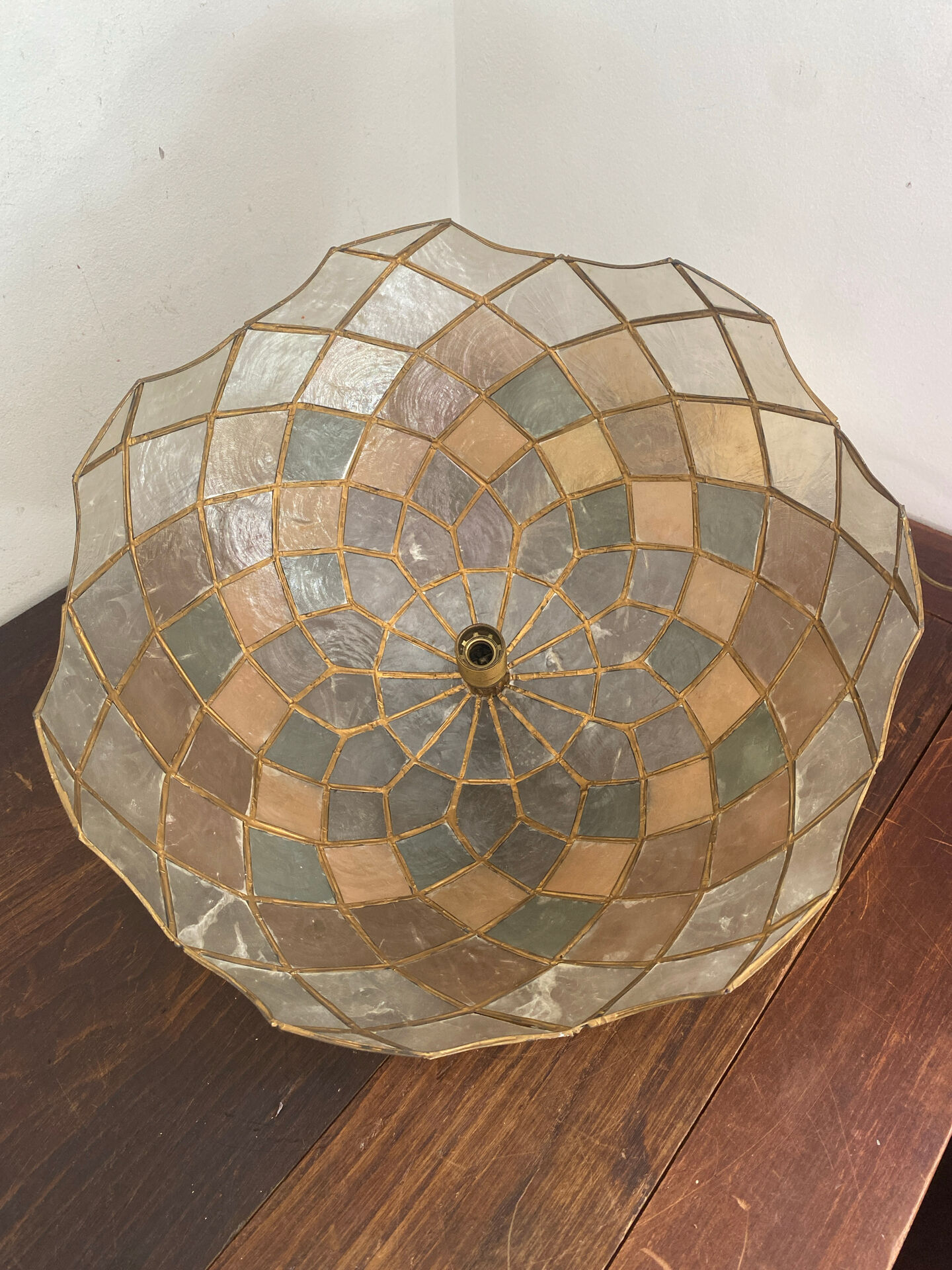 Brass and mother-of-pearl pendant