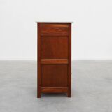 French Art Deco Wood & Grey Marble Top Nightstand, 1920s