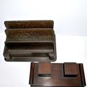 Office kit art deco inkwell and wooden letter holder macassar way 1930-1940