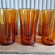 Set de 6 verres vintage en verre brun