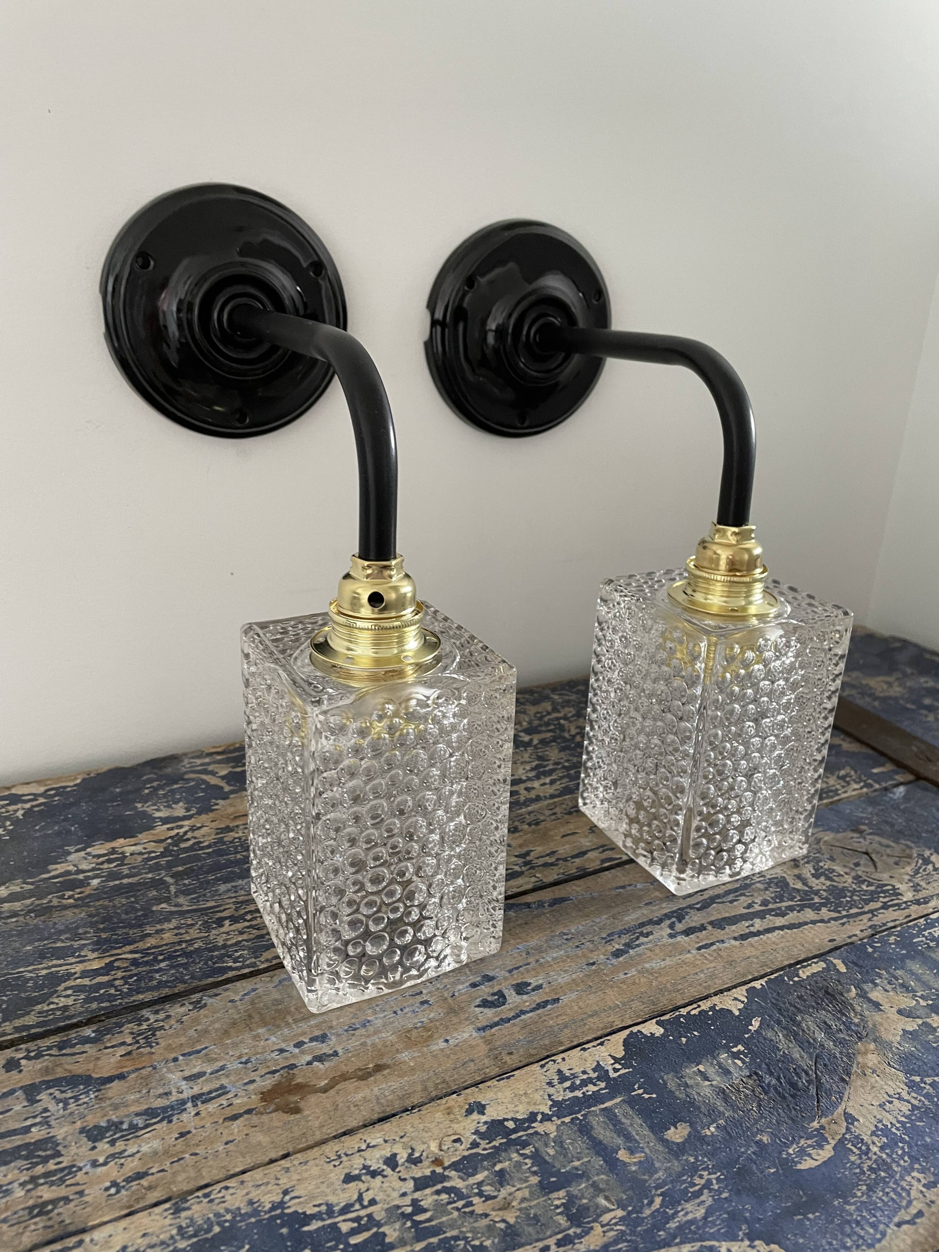 Pair of vintage sconces in electrified electrified glass to nine