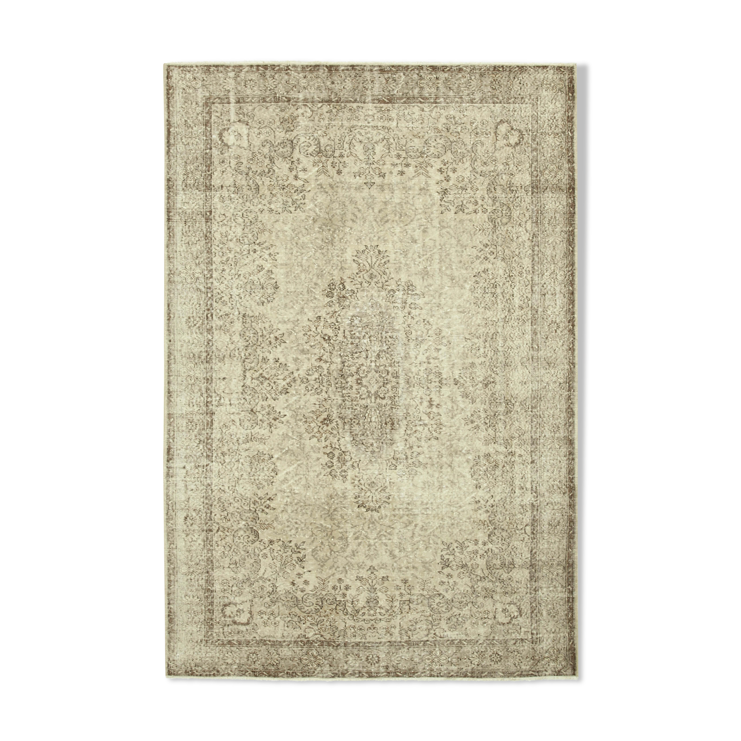 Handmade unique oriental beige rug 202 cm x 313 cm